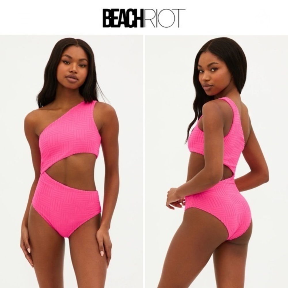 Beach Riot Celine Cutout One-Shoulder One-Piece Swimsuit sz S $158 NWT